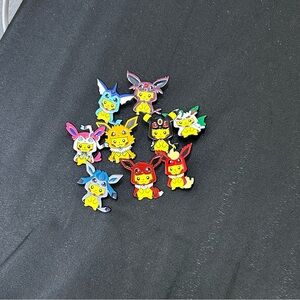 Pikachu Poncho Pins Eevee Evolutions (Complete Set 9 Pieces)